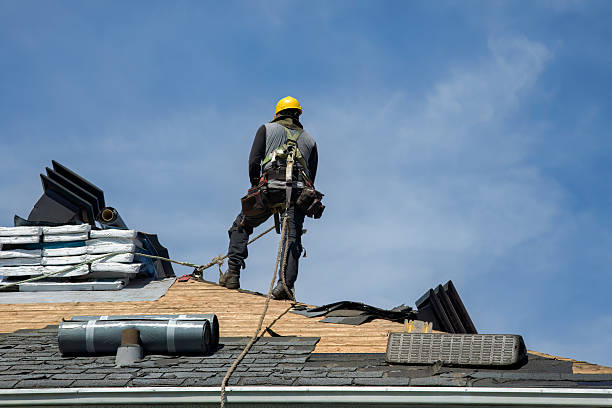 Professional Gutter Installation technician working in Crestline, CA